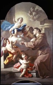St. Antonius van Padua (een van een paar, paneel) door Francesco de Mura