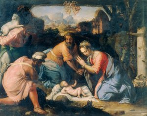 Aanbidding van de herders door Francesco de Rossi Salviati