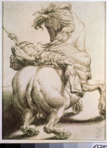 Ruiter doorboord door een speer door Francesco de Rossi Salviati