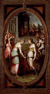 Juno leent de gordel van Venus door Francesco del Coscia
