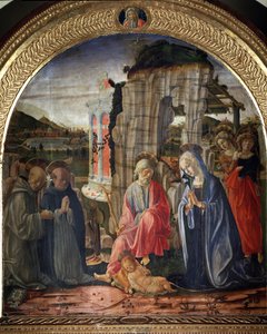 Geboorte met Sint Bernardus en Sint Thomas van Aquino door Francesco di Giorgio Martini