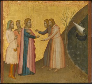 Acteus en Eugenius smeken St. Johannes de Evangelist om hun rijkdom te herstellen, ca. 1370-1380
