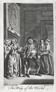 Scène uit The Way of the World, door William Congreve (1670-1729), gravure door Charles Grignon naar een tekening van Francis Hayman in Lincoln