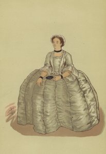 Vrouwenkostuum uit het bewind van George II door Francis (after) Hayman