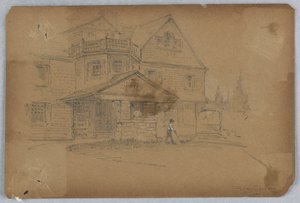 Porte-cochère, Scott Cottage door Francis Augustus Lathrop