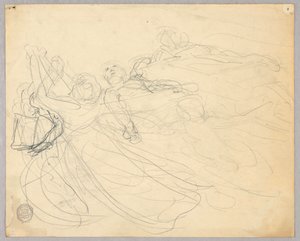 Schets van figurengroep voor Hemelvaart door Francis Augustus Lathrop