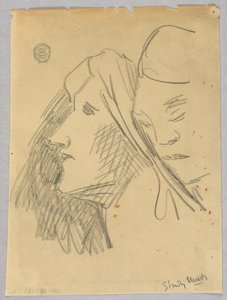 Schets van twee hoofden door Francis Augustus Lathrop