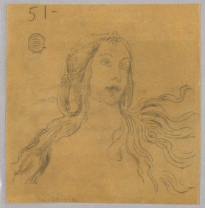 Schets van Vrouwenhoofd door Francis Augustus Lathrop