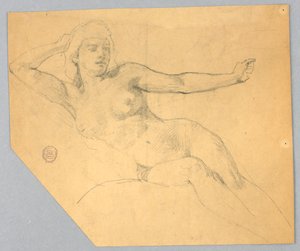 Schets van een Vrouwelijk Naakt door Francis Augustus Lathrop