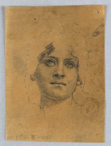 Schets van een vrouwengezicht door Francis Augustus Lathrop