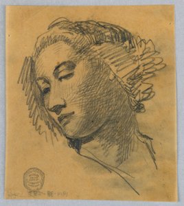 Schets van een vrouwenhoofd door Francis Augustus Lathrop
