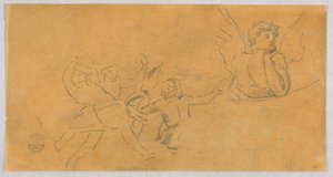 Schets van een engel en putti door Francis Augustus Lathrop