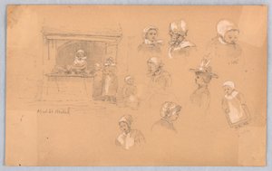 Schetsen van Stadsbewoners in Mont St. Michel en Vitré door Francis Augustus Lathrop