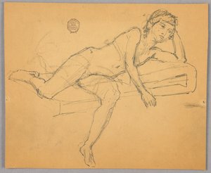 Studie van naaktfiguur door Francis Augustus Lathrop