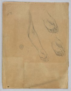 Drie studies van een linkerhand door Francis Augustus Lathrop