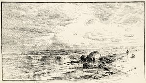 Het strand bij Point Judith, Rhode Island door Francis Augustus Silva