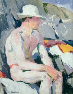 Bader in een Witte Hoed door Francis Campbell Boileau Cadell