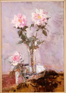 Roze Rozen in een Glazen Vaas door Francis Campbell Boileau Cadell