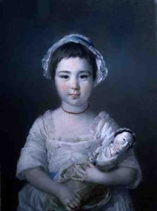 Portret van Lady Ann Fitzpatrick met een Pop door Francis Cotes