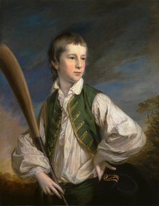 Charles Collyer als jongen, met een cricketbat
