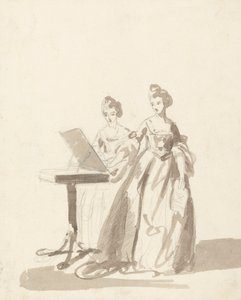 Studie voor het portret van prinses Louisa en koningin Caroline Matilda van Denemarken door Francis Cotes