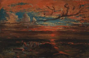 Zonsondergang op zee na een storm door Francis Danby