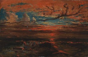 Zonsondergang op zee na een storm door Francis Danby