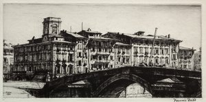 Ponte di Mezzo, Pisa door Francis Dodd