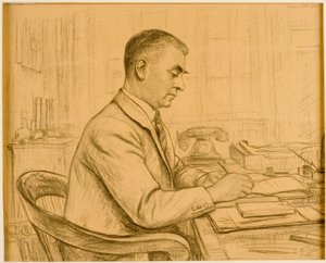 De Superintendent, Birtley (Leonard S. Flatman) (krijt & potlood op buff papier)