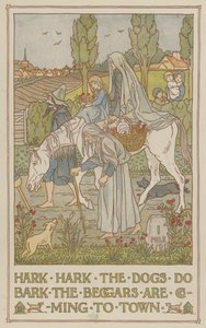 Hark hark de honden blaffen de bedelaars komen naar de stad (kleurenlitho)
