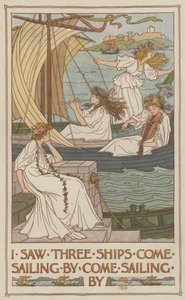 Ik zag drie schepen voorbij varen, voorbij varen (kleurenlitho)
