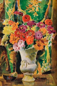 Zinnias, 19e eeuw door Francis Edward James
