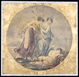 Graces Wekken Cupido, naar een schilderij van Benjamin West, 1778-81 door Francis Eginton