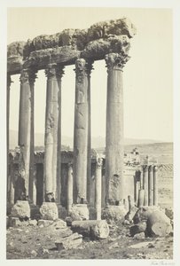 De grote pilaren en kleinere tempel, Baalbek, 1857
