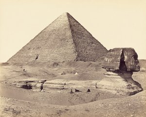 De Grote Piramide en de Sfinx door Francis Frith