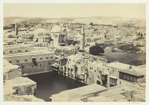 De vijver van Hizkia, vanaf de toren van Hippicus, Jeruzalem, 1857 door Francis Frith