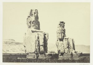 De beelden van Memnon, vlakte van Thebe door Francis Frith