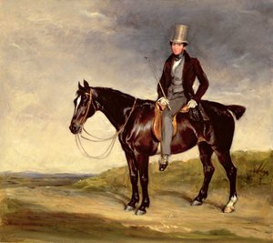 John Hay-Mackenzie op zijn Donkerbruine Cob door Francis Grant