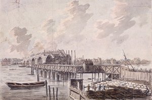 Bouw van Blackfriars Bridge, Londen, ca. 1762