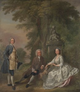 Jonathan Tyers, met zijn dochter Elizabeth, en haar echtgenoot John Wood door Francis Hayman