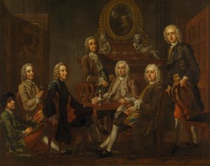 Portret van een groep heren, met de kunstenaar