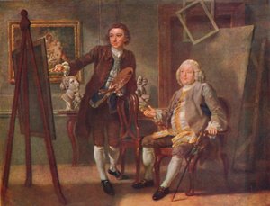 Robert Walpole, Eerste Graaf van Orford, K.G., in het atelier van Francis Hayman, R.A., ca. 1748-1750, 19 door Francis Hayman