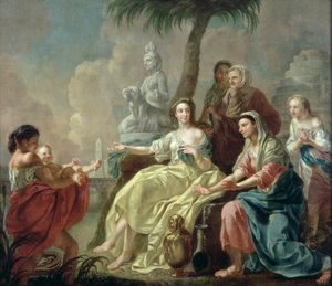 Het vinden van de baby Mozes in het riet, 1746 door Francis Hayman