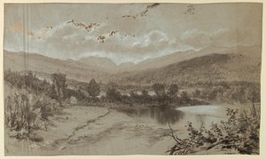 Landschap met drie gebouwen