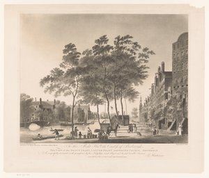 Gezicht op de Prinsengracht en Westerkerk te Amsterdam door Francis Jukes