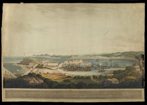 Zuidelijk uitzicht op Corunna vanaf de hoogten bij het klooster van St. Margaret, gegraveerd door H. Merke, gepubliceerd in 1809 door Francis Lee