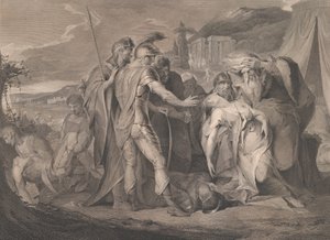Koning Lear huilt over het lichaam van Cordelia door Francis Legat
