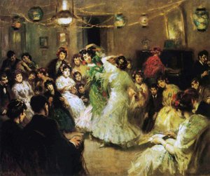 Een flamencofeest thuis, 1908 door Francis Luis Mora