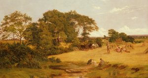 Korenveld in Essex, 1875 door Francis M. Trappes