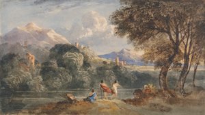 Klassiek landschap met figuren